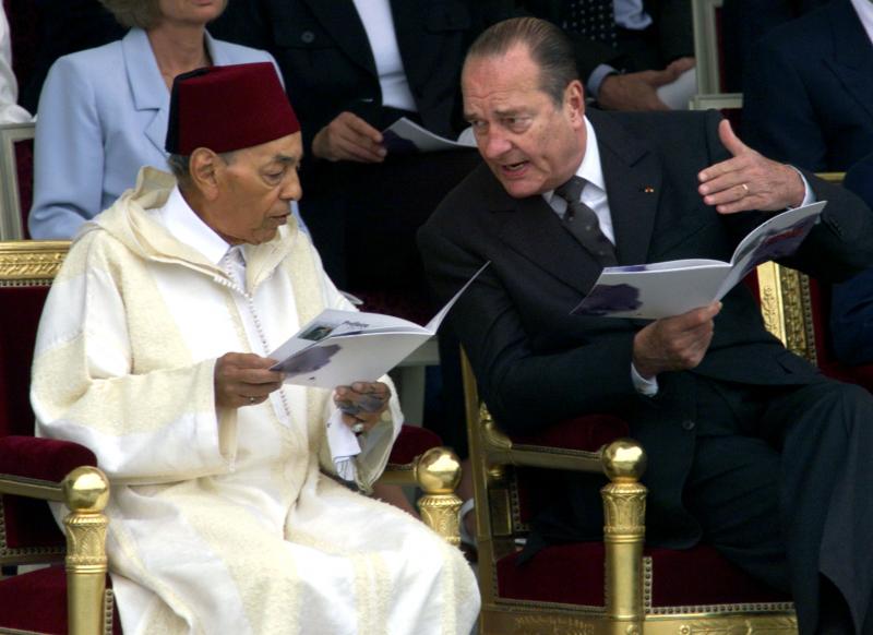 الملك الراحل الحسن الثاني في باريس رفقة الرئيس